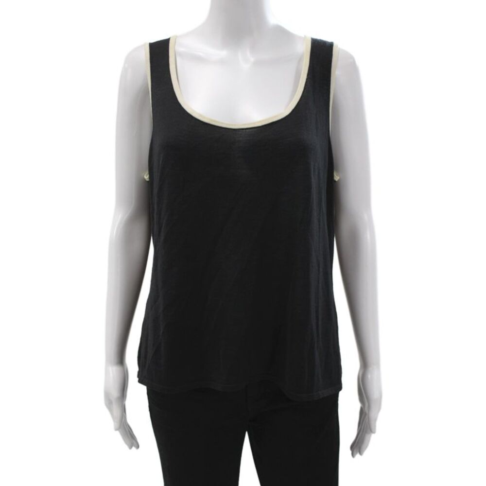 St. John Caviar Womens Basic Sleeveless Square Neck Tank Black Size M